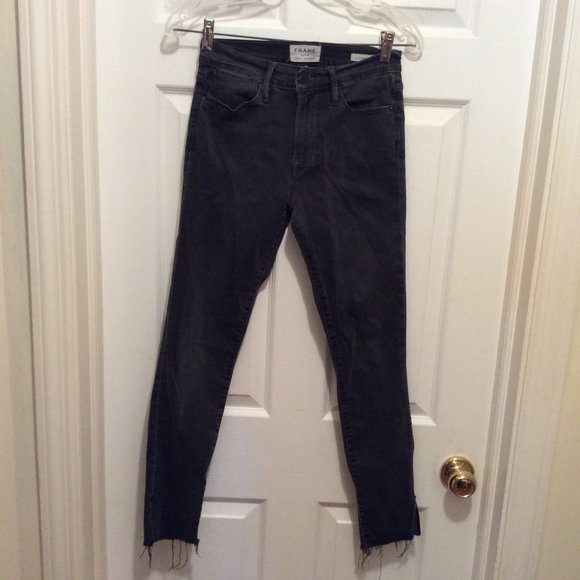 Frame Jeans Le High Skinny 27 Gray Raw Hem - Picture 1 of 8